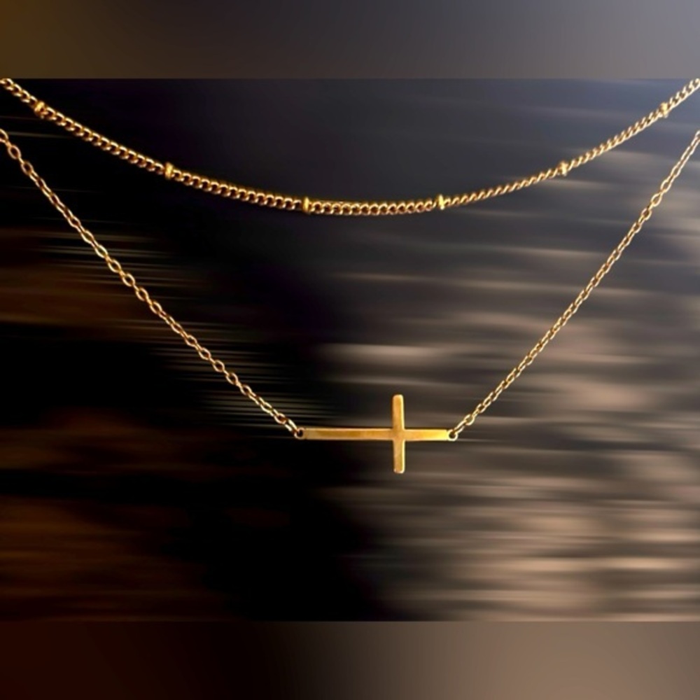Free People Gold satellite chain- Cross Necklace chain.